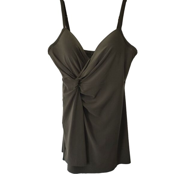 Miraclesuit Swimsuit NEW Sz 8 Olive Green Adora One Piece Swimdress Pool Cruise - Picture 1 of 16
